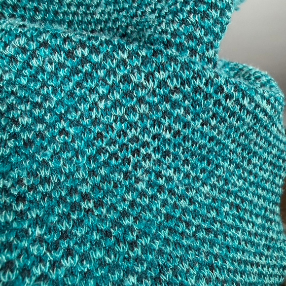 Chicos Teal Blue Knit Tunic Top A-line Side pockets Artsy Lagenlook Size 3 = XL - Picture 10 of 11